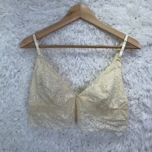 Curve Muse Lace Bralette XXXL Yellow Floral Wireless Coquette Soft Girl Dainty